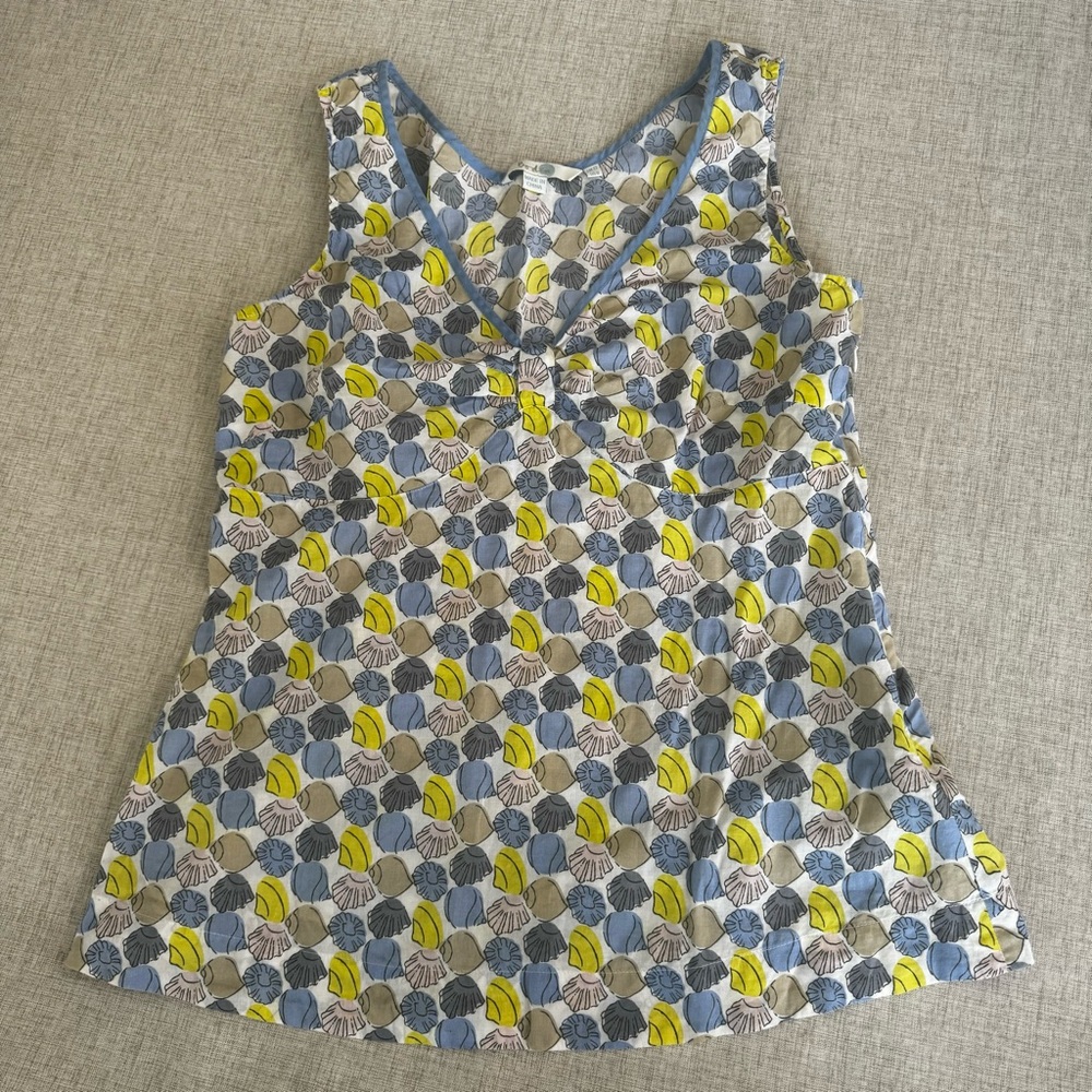 Boden Seashell graphic 100% cotton lightweight Print Tank Top Blouse 8 M Medium